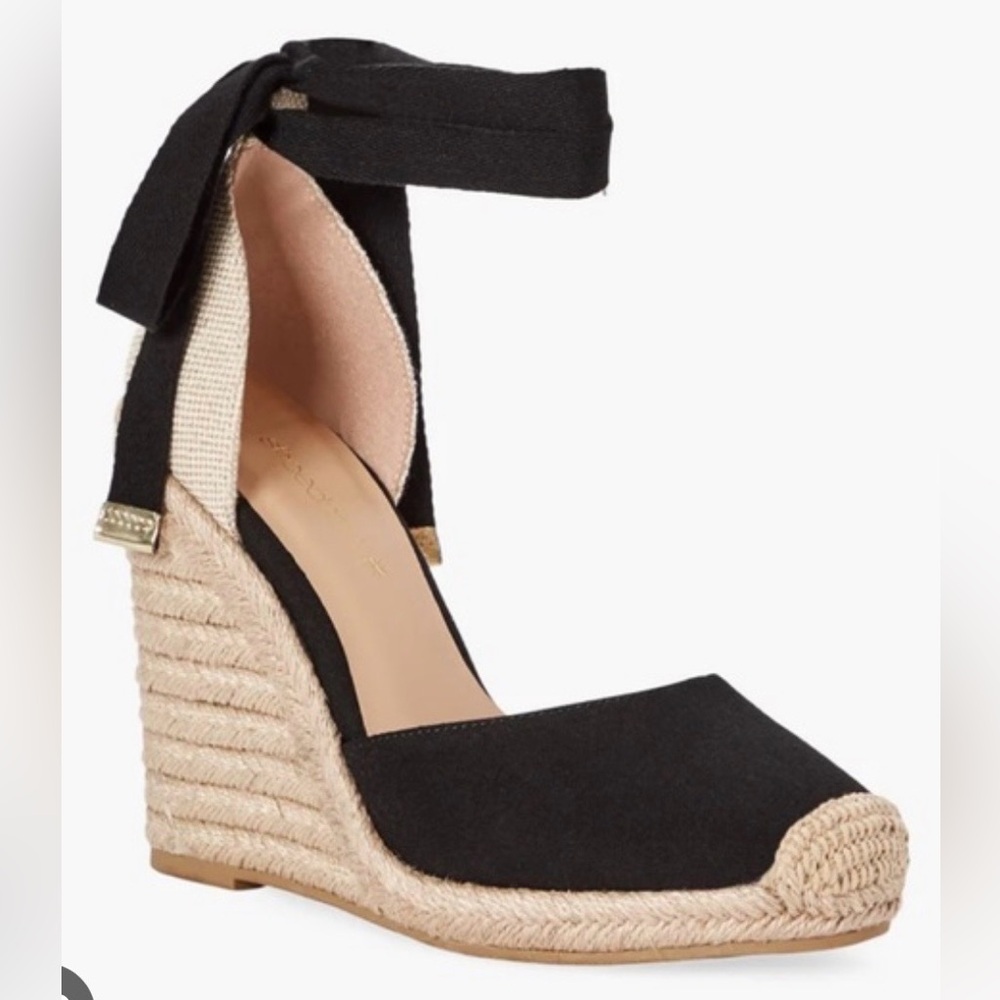 BNIB Black & Beige Espadrille Wedge sz 9